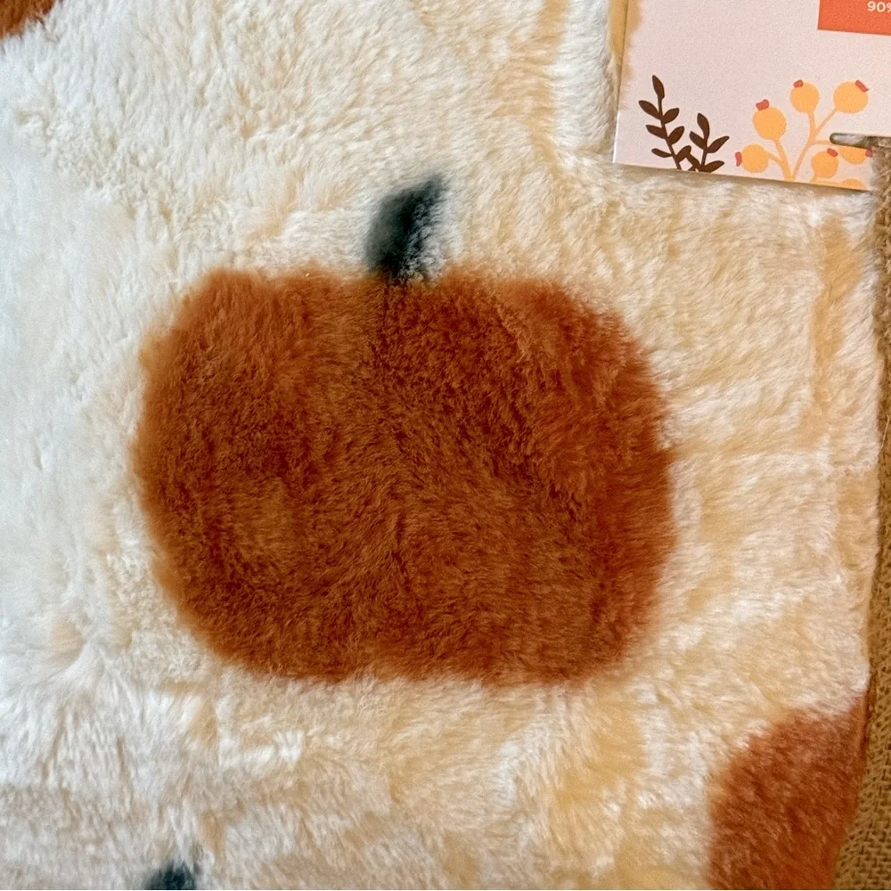 x2 Rachel Ashwell Orange Pumpkin Faux Fur Throw Pillow Set Fall Decor 20